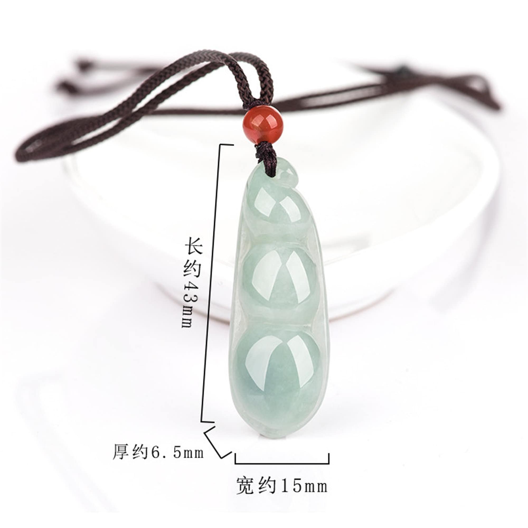 天然タイプA 氷ワックスビルマ翡翠インゲン豆お守りペンダント