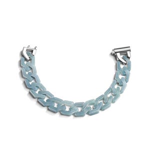 Natural Type A Untreated Icy Blue Watery Guatemalan Jadeite Elongated Rhombus Curb Link Chain Bracelet,Blue Guatemala Jadeite,DIY Supplies