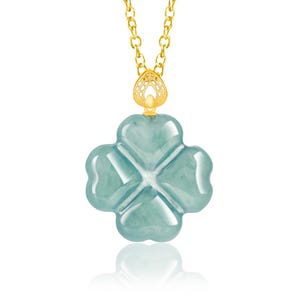 Natural Type A Icy Translucent Blue Watery Guatemalan Jadeite Four-leaf Clover Pendants,Blue Jadeite Flower Pendants,DIY Jewelry Supplies