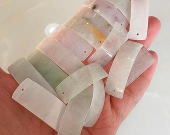 DDP / 5 piezas de barra curva suave de jadeíta birmana tipo A natural sin tratar verde blanco amarillo helado transparente para hacer pulseras, barras de jadeíta de Birmania