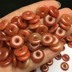 3 stks natuurlijke rood oranje Birma jade veiligheidsgesp hanger, rode jade, donut ring hanger, Birmese jade, DIY sieraden benodigdheden