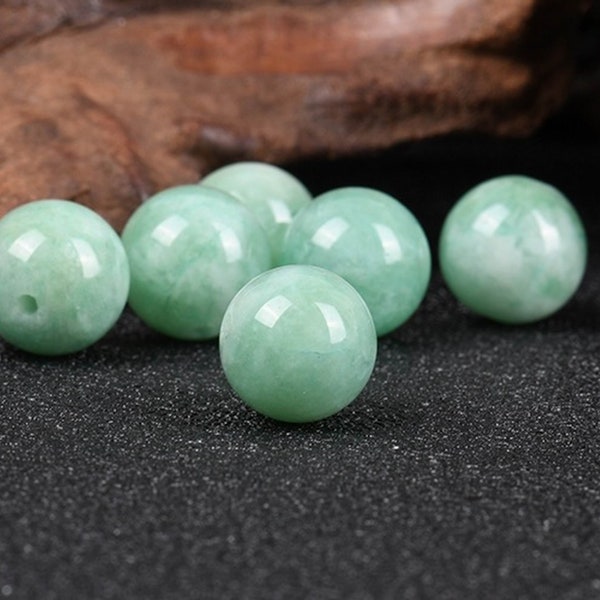 6-14mm Smooth Round Bean Green Dyed Jade Beads,Light Green Dyed Jade,Loose Jade Beads to Make Bracelet,DIY Jewelry Supplies
