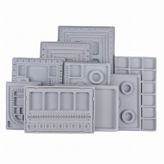 2pcs Plastic Combo Beading Board for Jewelry Design,Gray Flocking,Plastic Malaboard,Plastic Beading Board,Bead Design Board,Diy Jewelry Tool
