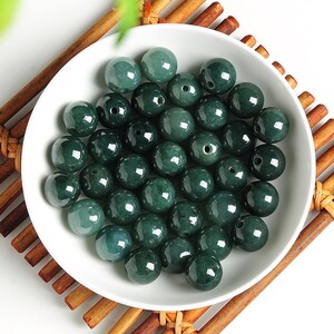 Grade A Natural Green Jade Round Beads, Genuine Jade,Real Jade, Burma jadeite,Burma Jade Beads,Gemstone Loose Beads,DIY jewelry supplies image 9