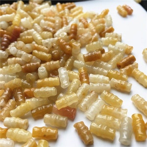 100pcs Natural Grado A Amarillo Jade Bambú Junta Abalorios, Bambú, Cuarzo Amarillo, Piedra Preciosa Natural, Abalorios Sueltos, Cuarzo Natural, Suministros de Joyería DIY