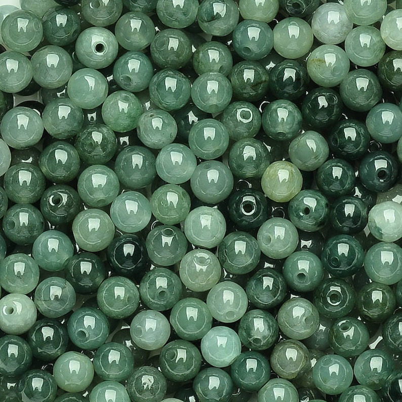 Grade A Natural Green Jade Round Beads, Genuine Jade,Real Jade, Burma jadeite,Burma Jade Beads,Gemstone Loose Beads,DIY jewelry supplies image 3