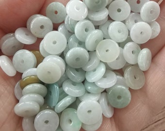 100pcs Natural Grade A Untreated Burma Jadeite Coin Beads,Spacer Beads,Green Jade,Multi Colors Jadeite,Small Safety Buckle,Jewelry Supplies