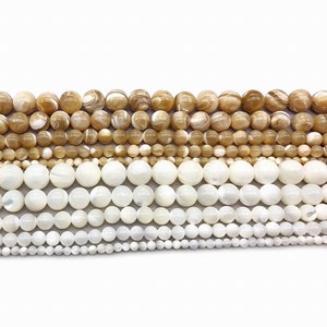 2 Strands Grade A Natural Top Shell Snail Smooth Round Beads,Trochidae,Top-snails,Top-shells,Mother Of Pearl, Loose Beads,Jewelry Supplies