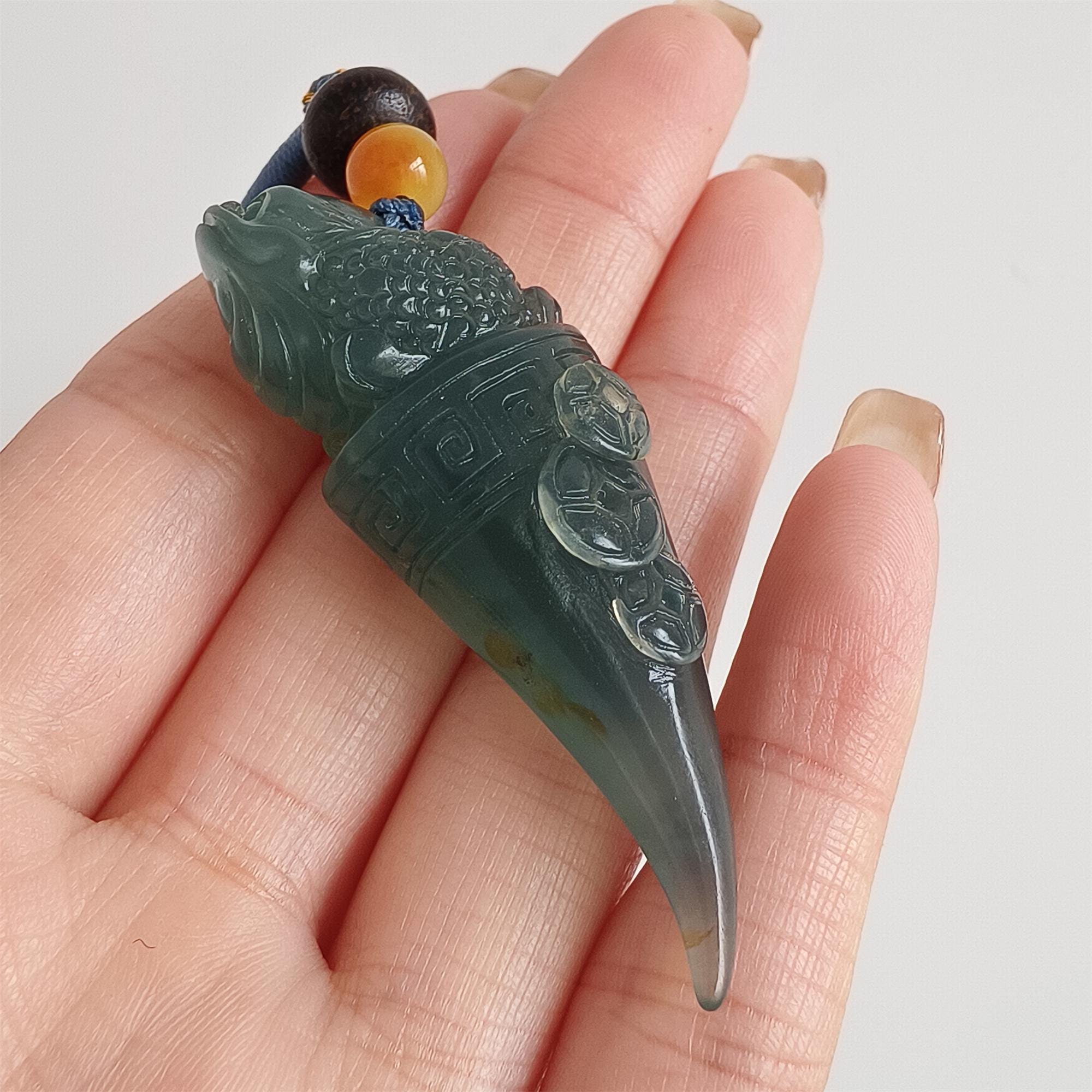 DDP | Unique Untreated Natural Serpentine Chinese Jade Dragon