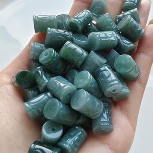 DDP 5 szt. 12-14 mm Naturalne koraliki typu A z niebieskiego, wodnistego jadeitu z Gwatemali, duże otwory, meander, beczułki