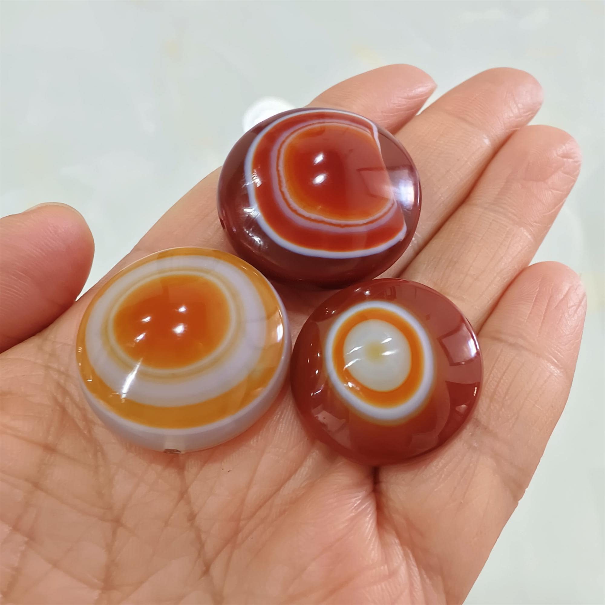 DDP | Natural Red Eye Agate Tibetan Round Sheep Plate Eye Dzi