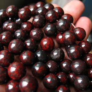 4-20mm Natural Brecciated Jasper Loose Gemstone Round Beads Semi Precious Genuine Stone Beads Oriental Jasper Bloodstone Beads Red jasper