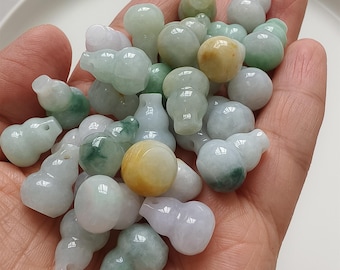 氷のような緑と黄色のひょうたん（Fulu葫蘆/福禄）翡翠ペンダント、100