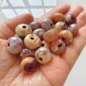 20pcs Natural Weathered Tibetan Old Red Agate Big Rondelle Bead With White Patina,Ancient Antique Agate,Semi Precious Stone,Loose Agate Bead