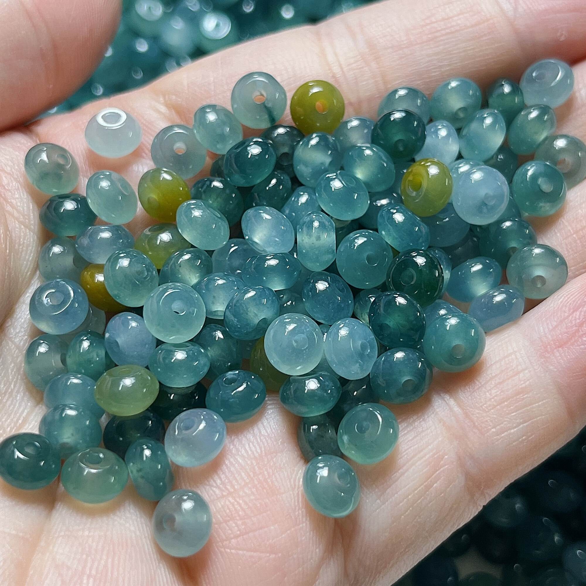20pcs 6mm Natural Grade A Icy Watery Multi Colors Guatemalan Jade Rondelle Beads,Coin Spacer Beads,Blue Jade Loose Beads,DIYJewelry Supplies