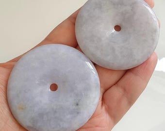 DDP 55-55.5mm Unique Natural Certificated Type A Untreated Icy Lavender Burmese Jadeite Safety Buckle Pendants