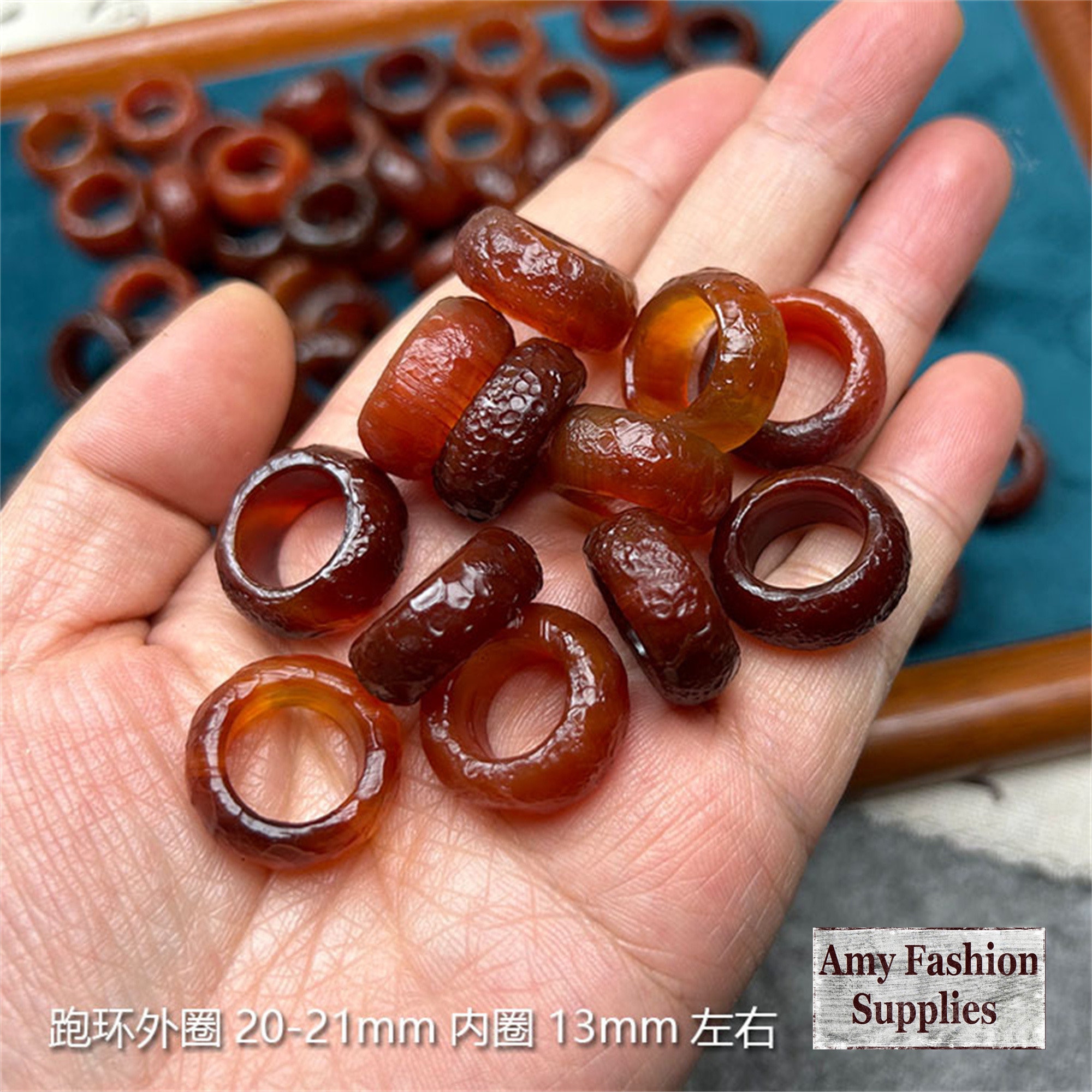 5pcs Natural Weathered Tibetan Old Dry Wrinkled Red Agate Big Hole