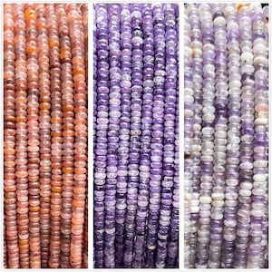 4*2mm Natural Loose Gemstone Coin Spacer Rondelle Beads Semi Precious Genuine Stone Amethyst Purple Mica Lepidolite Purple Aventurine