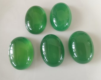 5pcs Green Natural Agate Stone Oval Cabochon Icy Clear Emerald Green Agate With Flat Back,Natural Gemstone,Semi Precious,DIYJewelry Supplies