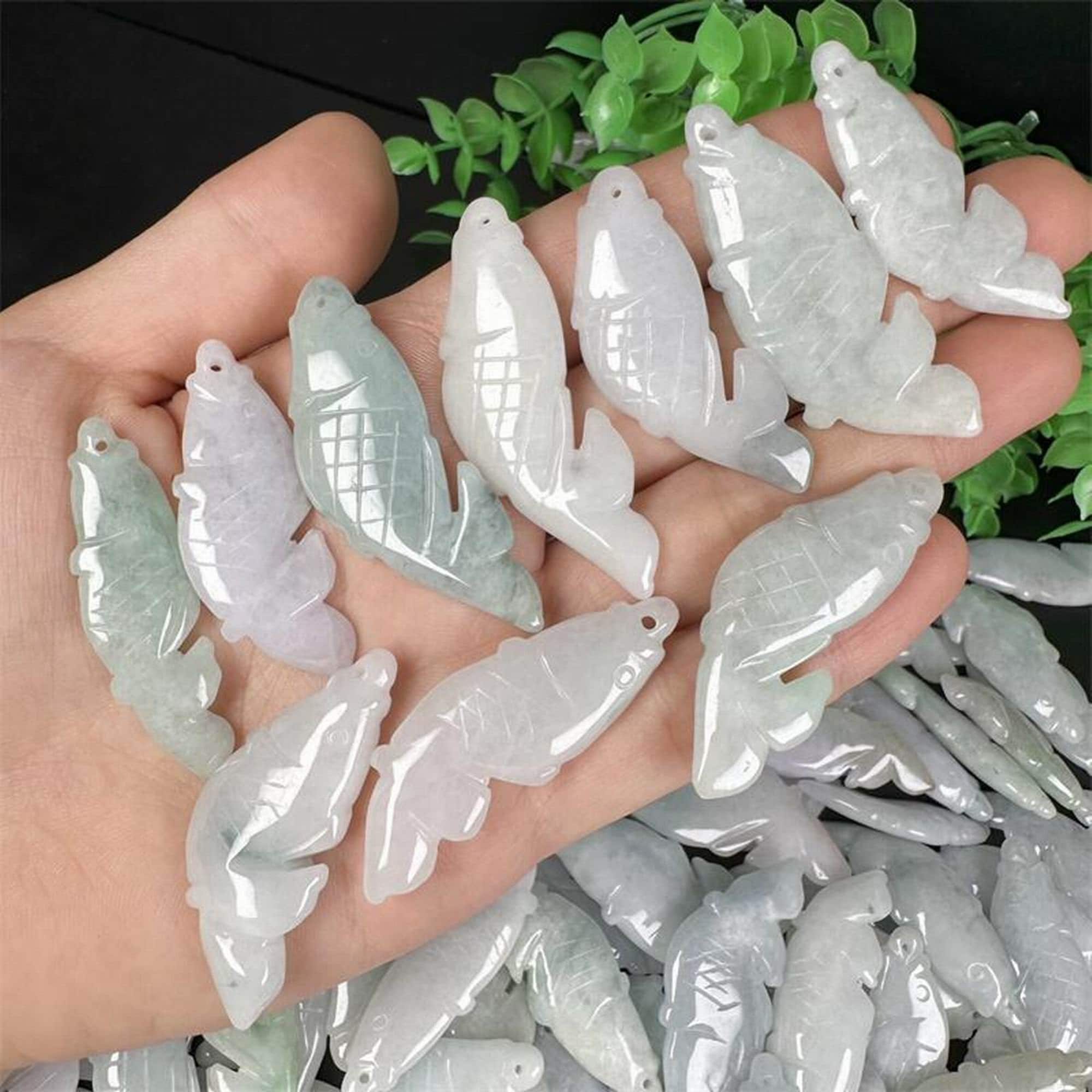 Pendentif Poisson En Jade Vert - Bijou Fantaisie Femme - Neuf Sans Emballage