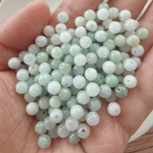 100pcs 5.5mm Natural Type A Untreated Green Round Burmese Jadeite Beads,Natural Gemstone,Burmese Jadeite,Loose Beads,DIY Jewelry Supplies