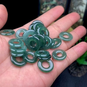 2sets Natural Grade A Blue Watery Guatemala Jadeite Donut Ring Pendant,Safety Buckle Pendant,Icy Blue Jade Necklace Pendant,Jewelry Supplies