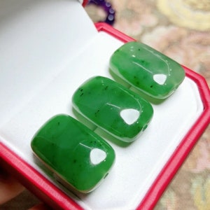 23*14mm High Quality Precious Natural Green Nephrite Milky Jade Rectangle Faceted Barrel Beads With Black Spots,Jewelry Supplies
