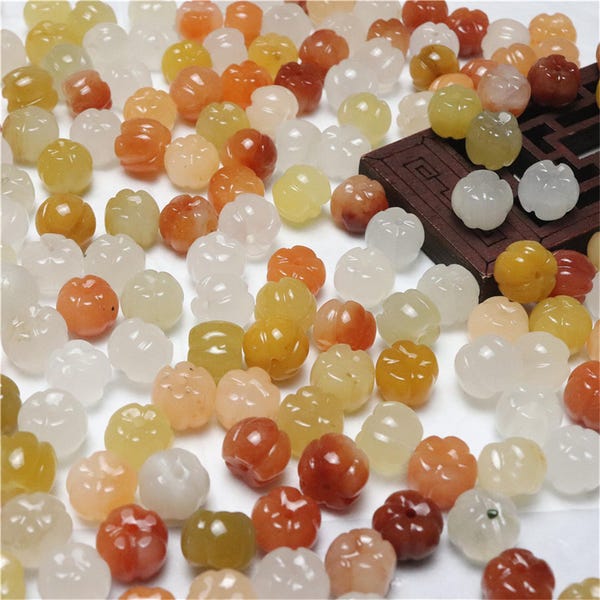 DDP 20pcs 9mm Natural Untreated Multi Colors Quartz Pumpkin Beads