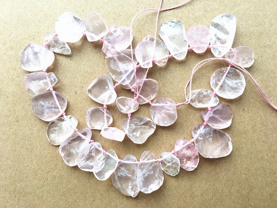 Irregular pink quartaz, loose gemstone, rough gemstone, rose quartaz,semi precious, quartaz chips, jewelry supplies, components one strand