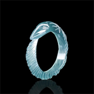 High Quality Natural Type A Icy Blue Watery Guatemalan Jadeite Hand Carved Fox Rings,Ring Pendant,Genuine Blue Jade,DIY Jewelry Supplies