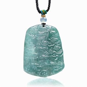 Natural Type A Untreated Icy Waxy Blue Watery Guatemalan Jadeite Landscape Square Plaque Pendant,Guatemala Jadeite,DIY Jewelry Supplies