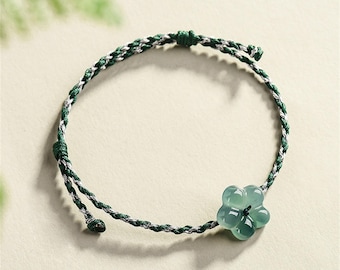 DDP | Natural Type A Untreated Blue Watery Guatemalan Jadeite Hand Carved Orchid Hand Rope,Flower Hand Rope,DIY Jewelry Supplies
