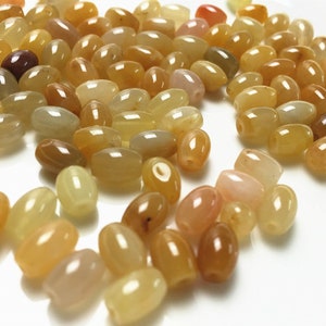 100pcs Natural Grade A Yellow Jade Oval Barrel Beads,Yellow Quartz Beads,Natural Gemstone,Loose Beads,Natural Quartz,DIY Jewelry Supplies