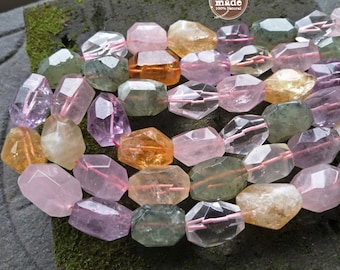 Natural untreated undyed irregular faceted multi colors mixed quartz beads,natural gemstone,crystal,amethyst,citrine,pink quartz,prehnite