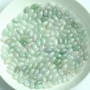 20pcs Grade A Natural Green Jade Barrel Beads,Real Jade, Genuine Jade, Burma Jade,Burmese Jade,Oval Beads,DIY Beads,DIY Jewelry Supplies