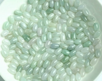 20pcs Grade A Natural Green Jade Barrel Beads,Real Jade, Genuine Jade, Burma Jade,Burmese Jade,Oval Beads,DIY Beads,DIY Jewelry Supplies
