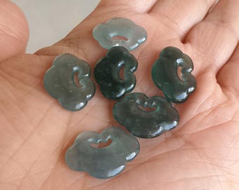 2pcs Natural Type A Untreated Blue Icy Guatemalan Jadeite Ruyi Pendant,Blue Watery Jadeite Loose Pendants,Amulet Pendant,DIY JewelrySupplies