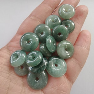 5pcs Natural Grade A Burma Jade Safety Buckle Pendant,Donut & Ring Pendant,Green Jade,Natural Gemstone,Burmese Jadeite,DIY Jewelry Supplies
