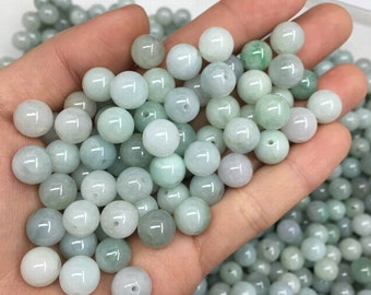 20pcs 10mm Natural Grade A Burma Jade Round Beads,Ball Beads,Light Green Jade Loose Beads,Genuine Jade,White Jade,DIY Jewelry Supplies