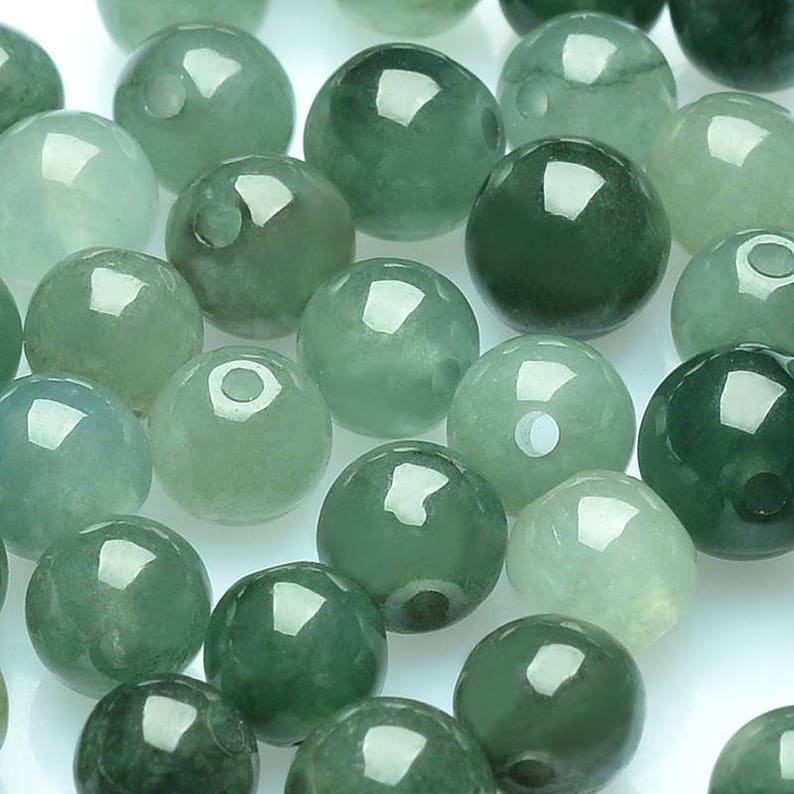 Grade A Natural Green Jade Round Beads, Genuine Jade,Real Jade, Burma jadeite,Burma Jade Beads,Gemstone Loose Beads,DIY jewelry supplies image 4