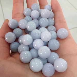 DDP / 20 cuentas redondas lisas de jadeíta de color lavanda claro, 10 mm, tipo A, con certificación natural, cuentas sueltas de jadeíta de Birmania, suministros de joyería DIY