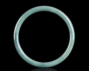 DDP | Pulseira redonda de jadeíta guatemalteca azul gelo tipo A, certificada como natural, com 54 a 63 mm de diâmetro. Pulseira azul. Pulseiras soltas de jadeíta guatemalteca.