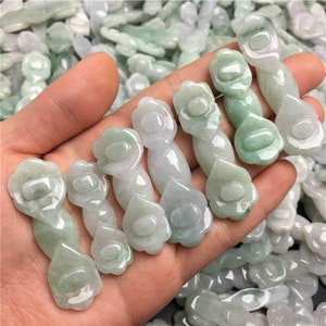 2pcs Natural Type A Multi Colors Chinese Ruyi Jade Pendants,Green Jade,Natural Gemstone,Burmese Jadeite,Loose Pendants,DIY Jewelry Supplies