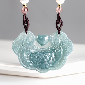 Natural Grade A Blue Watery Guatemalan Jadeite Chinese Ruyi Amulet Pendant,Flower Pendant,Rose Plaque,Green Jade Loose Pendant,DIY Jewelry