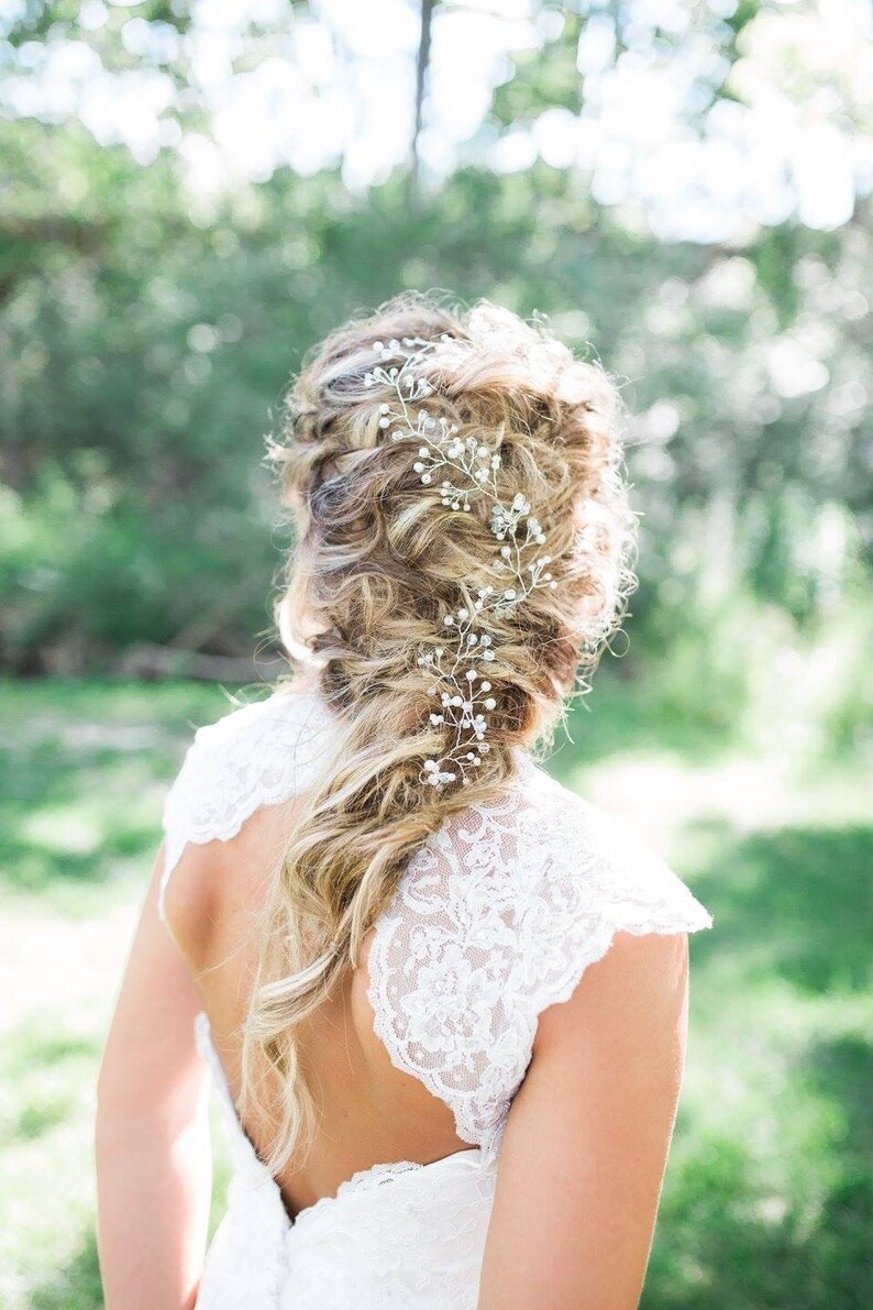 Bridal wedding pearl and crystal hair vine with matching hair pins