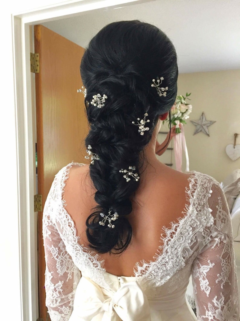 Bridal wedding rhinestone pearl and crystal hair pins