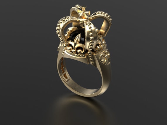 Crown Design Round Cut Zircon Adorned Gold Plated Brass Ring – VOYLLA