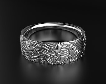Wave Pattern Wedding Ring for Men: Ocean-Inspired Gold, Silver, Platinum