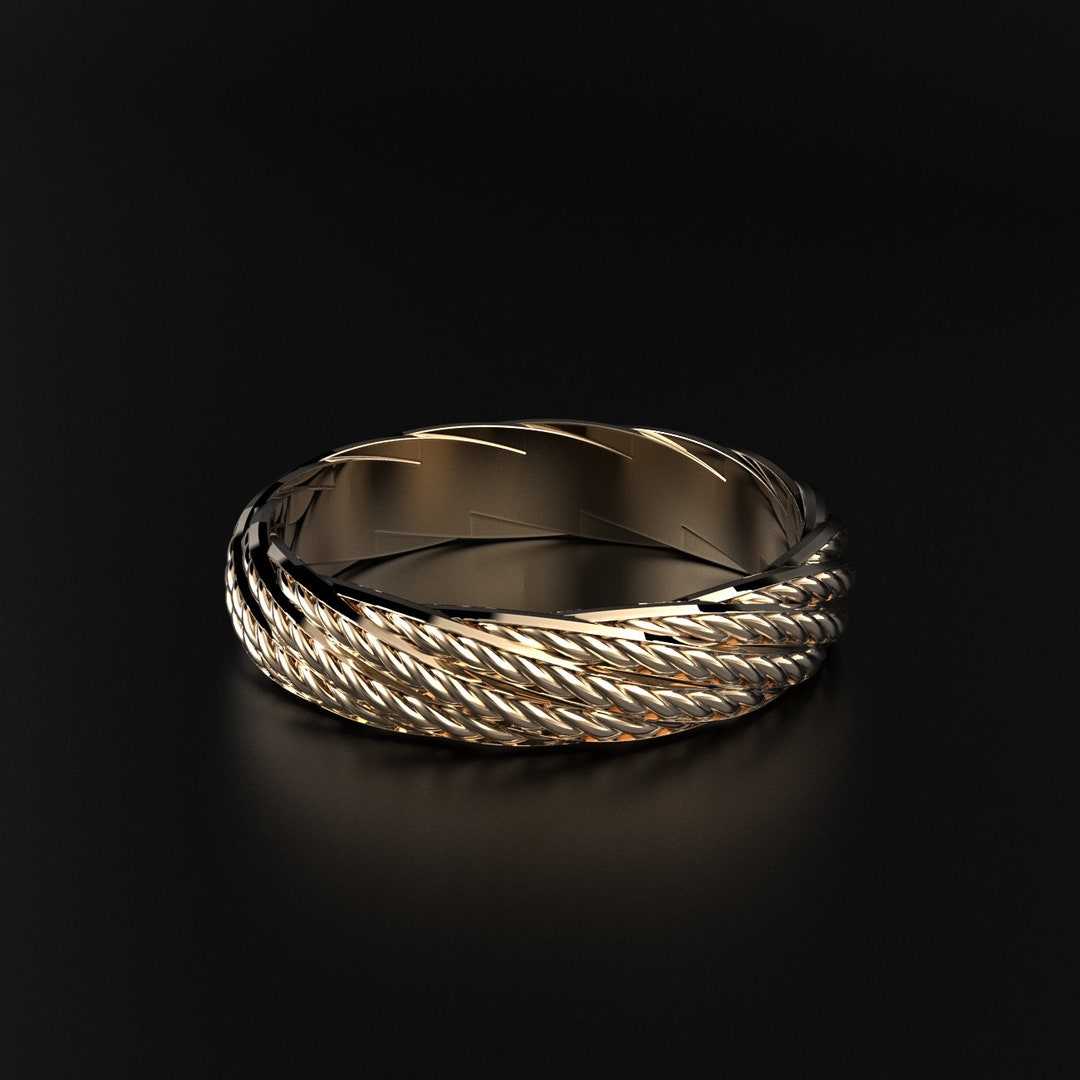 Unisex Rope Design Wedding Ring - Handmade Silver, Gold or Platinum ...