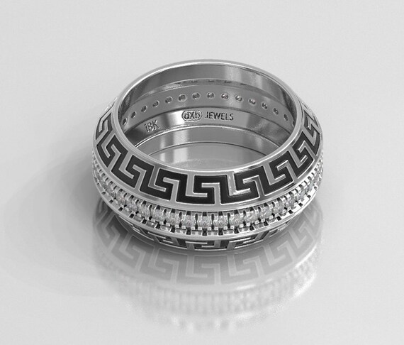 Greek Key Wedding Ring